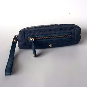 Authentic Tod’s Blue Nylon Wristlet Gold Hardware